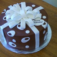 Chocolate Birthday Present Also made this one for a friend to take to work. Devil's Food cake with Amarretto BC filling and Double Chocolate bc iced. MMF accents...