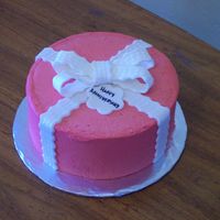 Anniversary Present Made this cake for a friend to take to work. Yellow cake with Vanilla Carmel and Vanilla Carmel bc. MMF accents