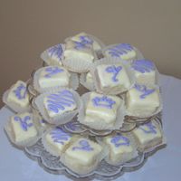 Sip And See Petit Fours WASC cake petit fours made for a Sip and See. Poured fondant icing.