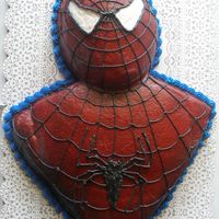 Spiderman Cake This is my first attempt at doing a sculptured cake. I did it for my nephew's son's 8th birthday. I used 2 ovals for the head,...