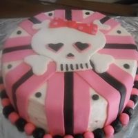 Girly Skullhii;o;polkpo9Oo=] The cake was frosted in buttercream and decorated with mmf.
