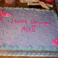 Birthday Cake This is a 1/2 sheet cake for a mom who wanted the design of her daughter's party invitations mimiced on the cake without having to eat...