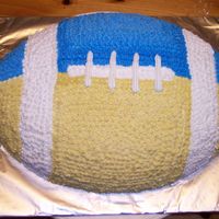 Blue Bomber Football Cake I made this for my son's football theme party. It is based on his favorite CFL team the Winnipeg Blue Bombers