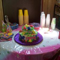 Flowers And Butterflies this cake was done for my niece, she wanted a cake with lots of flowers and some butterflies, it a chocolate cake with buttercream icing