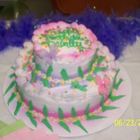 Child's Birthday Cake i did this cake for a friends little girl, it chocolate cake with buttercream icing. The butterfly is just something I found in the craft...