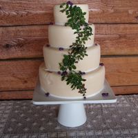 Montana Huckleberry Wedding Cake White Chocolate cake, vanilla BC, white chocolate butter vanilla fondant with Montana huckleberry filling. Wedding and reception took place...