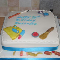 Teenage Cake fondant covered cake with sugar make up pieces