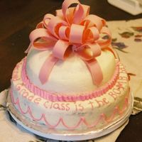 2Nd Grade Class Cake I made this cake for my daughter's 2nd grade class last year. Bottom is chocolate top is white cake with buttercream icing. The bow is...