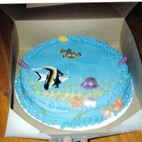 Nemo Gel I did this cake without even knowing who Nemo was--I know now. It's a white cake buttercream iced, with nemo gel, with chocolate candy...