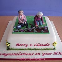 80Th Birthday Cake I made this cake for my Grandparents, who had a joint 80th birthday party. It's a 9" square fruit cake.