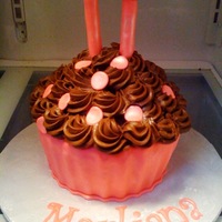 Wilton Giant Cupcake Wilton's giant cupcake pan i just cut it to make it smaller. Fondant bottom buttercream swirls