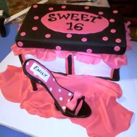 Sweet 16 Emily A cake for my coworkers daughter....she loved it .....me it gave me hell doing it last night but came out ok. WASC fondant