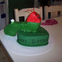 The Very Hungry Caterpillar Tried to make a leaf cake using the heart shaped pan. Using a bundt pan, I made the caterpillar. I cut it in half and placed the pieces...