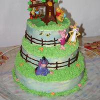 Pooh Bear Baby Shower Cake I just loved this cake! It was a major hit at the shower! The guest of honor was excited to be able to keep the figurines to set on a shelf...