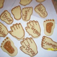 Just For Fun I had left over dough and royal frosting so me and the kids made these for fun. They LOVED getting to eat their "hands and feet"...
