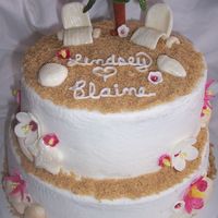 Beach This couple are getting married on the beach in mexico next month. Cake Decorated with MMF flowers, chairs, palm tree and seashells. Iced...