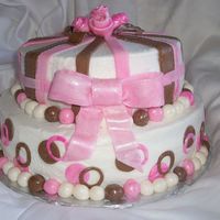 Brown And Pink Buttercream icing, decorated with MMF decorations!!!!