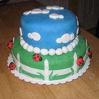Ladybug Birthday Cake I made this cake for my daughter's first birthday. Inspired from other CC cakes. Made with fondant/gumpaste.