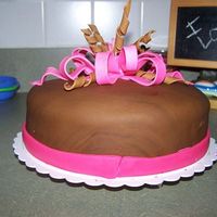 Birthday Cake This is a chocolate cake I made for my sister-in-law's birthday. The cake is covered in fondant, with gumpaste bow and accents. Thanks...