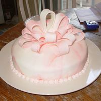 My First Cake!! I wanted to bake a cake for my best friends baby shower I was throwing and this was my practice cake...I used fondant and just didnt mix...