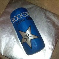 Rockstar Made this for my friends boyfriend who loves Rockstar energy drinks. I used a 4' round cookie cutter to cut circles out of a square...