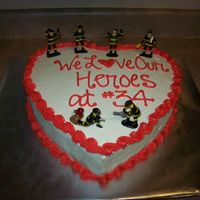 Our Hero I made this cake to take to my husbands fire station as a surprise on Valentines Day. Chocolate cake with cookies n' cream filling,...