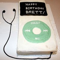 Ipod Cake for my son's 15th birthday. White cake, BC frosting. Headphones are just BC as well. (Last minute addition & not quite to...