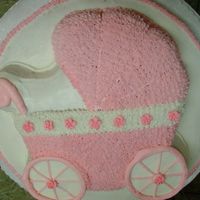 Baby Carriage This was for a friends shower that had no theme and she didn't care what the cake was as long as it was pink and white. The carriage...