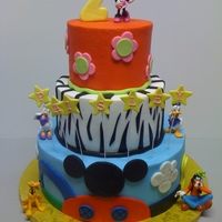 Mickey Clubhouse This is inspired from a picture sent by my client. She wanted the middle tier added to match the invitations. Cake is buttercream with...