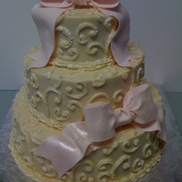 Pink Bows Ivory BC sprayed with pearl spray.