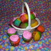 Basket Of Cupcakes These cupcakes turned out so cute, I put the extras in a basket for a picture. I used a cupcake batter separator I bought that helps you...