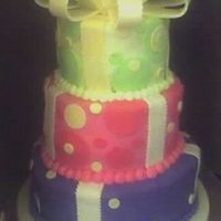 Fun Birthday Cake I made this cake for a friends sister's birthday. It is covered in buttercream with fondant accents. It was my first stacked cake as...