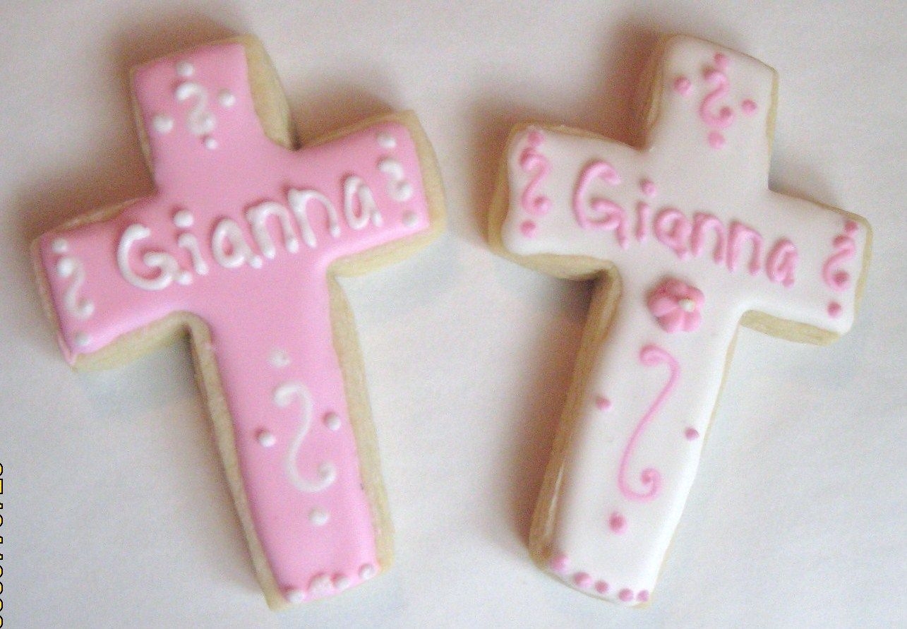 Pink Baptism Cross Cookies NFSC with Antonia's 74's RI. i am making these for my friend's daughter. TFL