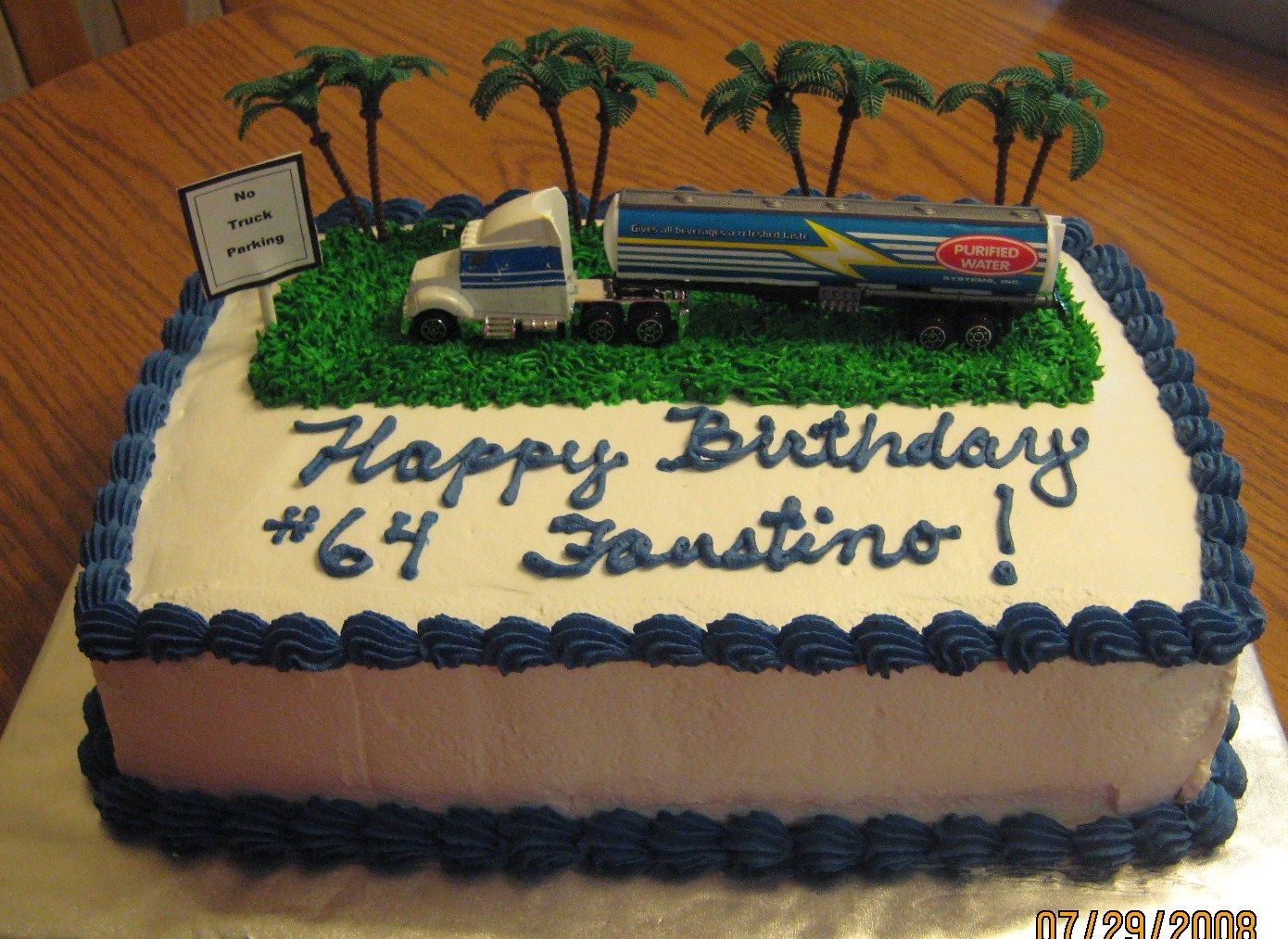 Truck Driver Birthday Cake 11x 7 cake. I made this cake for my Dad's Birthday. He is a truck driver who always likes to park histruck "anywhere",......