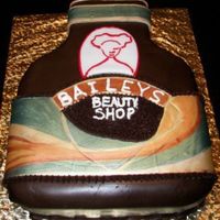 Bailey's Irish Cream Bottle Irish Cream flavor cake with MMF and handpainted label for a Beauty Shop Promotion