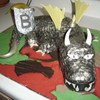 Dragon WOW! I cant even calculate how long this thing took total but I started with 3 or 4 (cant remember!) big heart shaped devils food cakes. I...