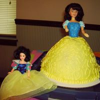 Snow White Barbie Cake I made this in a class at Michaels. My granddaughter loves Snow White so I copied her Snow White. Unfortunately the bottom of the dress got...
