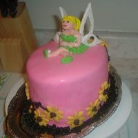 Tinkerbell Birthday Cake a co-worker's niece wanted a tinkerbell cake with pink icing...i tried my best with this but the little girl liked it...it is vanilla...