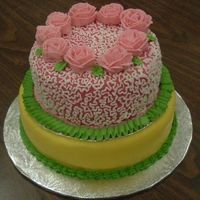 Final Cake For Wilton 3 i had the wrong size cake pans so i couldn't use my pillars...vanilla cake with chocolate buttercream frosting...buttercream roses and...