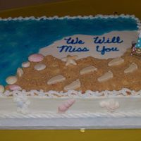 Beach Theme Going Away Cake I made this cake for some friends from church who were moving to Florida. It is iced in butter creme. The shells and feet are molded...