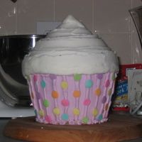 Giant Cupcake Faux Fondant II frosting and the Wilton Jumbo Confetti Sprinkles. BTW Jumbo Confetti Sprinkles have no taste - blah!