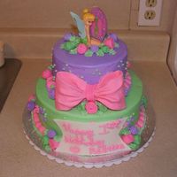 1St Birthday A cake I made for my niece. Vanilla cake with cookies and cream filling and chocolate cake with banana pudding filling. Bc icing with...