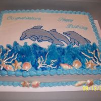 Dolphin Birthday Cake This didnt turn out exactly like I had planed. But I was pretty happy anyway. t was for a very nice lady at work, for her granddaughter who...