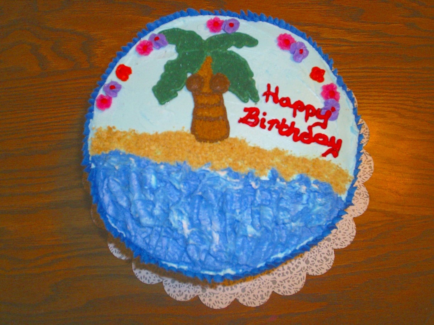Birthday Hawaiian My mom has a daycare and one of the parents wanted a Hawaiian theme cake for her boss at work. He got a kick out of the coconuts on the...