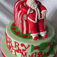 Sleeping Santa Dummy cake for fair. gumpaste santa