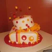 Birthday Cake I made this for my husband's birthday. The colors matched the napkins. Bottom cake was chocolate with raspberry bavarian cream. Top...