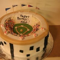 Baseball Stadium This was for my nephew's 9th birthday. Chocolate cake with fresh strawberries and vanilla custard filling. This was not so hard to do...