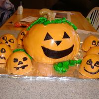 Another Photo Of Birthday Pumpkin Here is a photo of the big pumpkin with all the ones I made for all the kids. I was not happy with how the small ones turned out, but the...