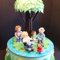 Family Fun 14x4 round french vanilla WASC cake. Every element in this cake had a story behind it; the hardest part was incorporating everything they...