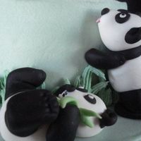 Playful Pandas 50-50 gumpaste/fondant pandas for a baby cake.